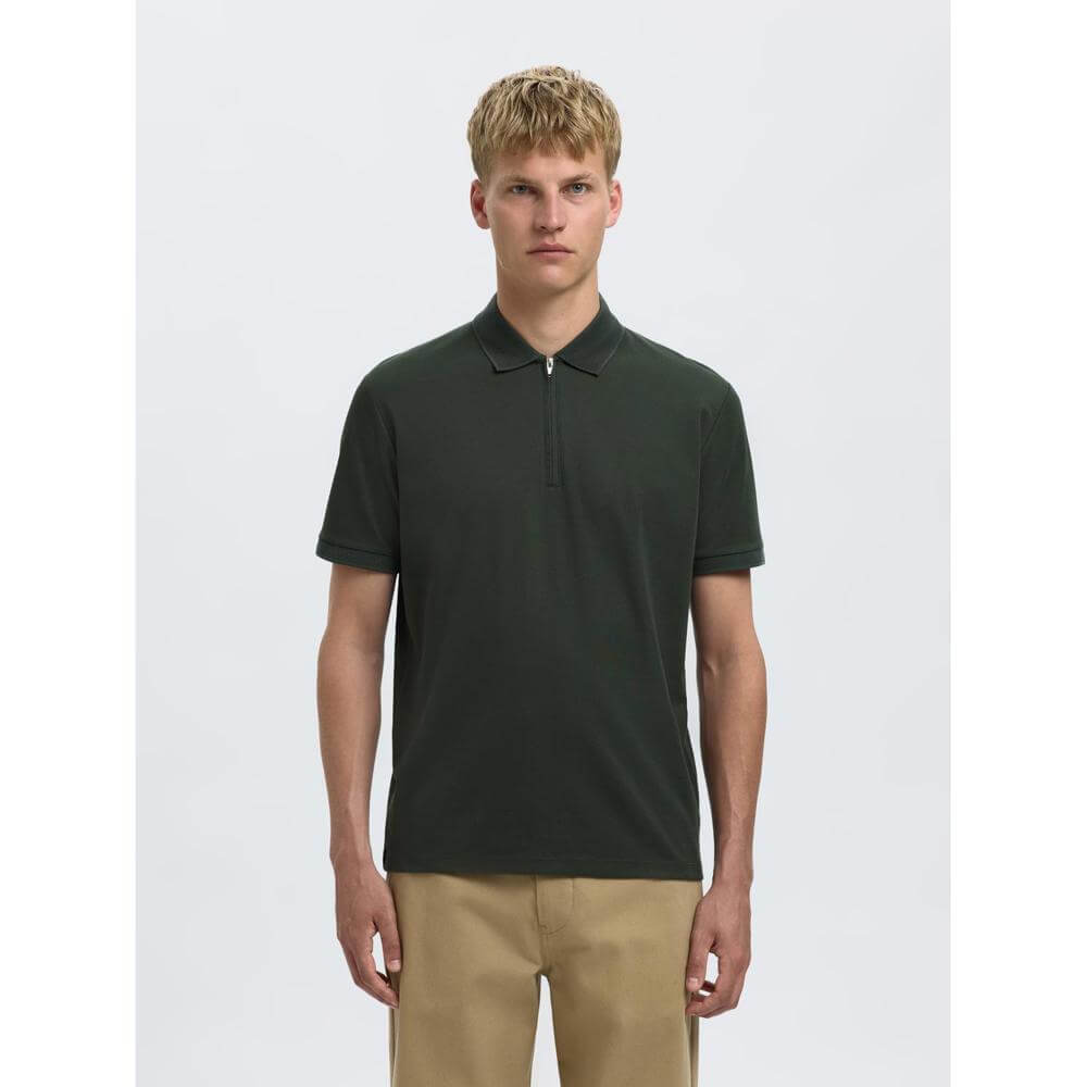 Selected Homme Men's Short Sleeve Half Zip Polo